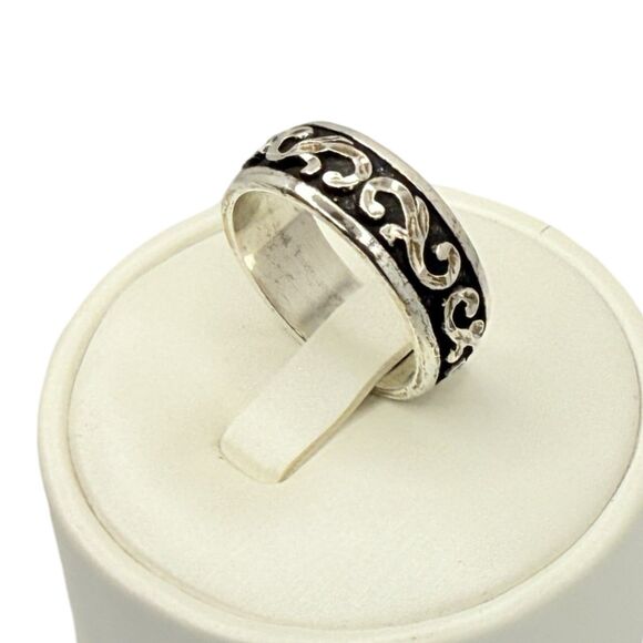 VTG Wheeler Sterling Silver Swirl Band Ring SZ 8.5 925 Diamond Cut Oxidized Mens - Picture 10 of 16